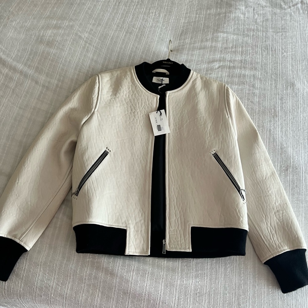 Isabel Etoile Marant White Leather Bomber Jacket